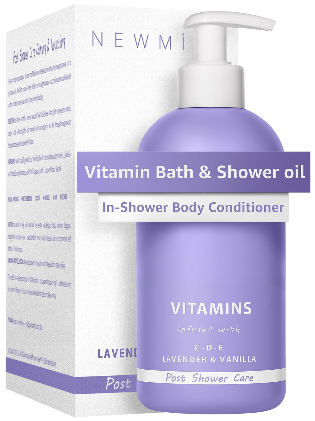 Vitamin Shower Oil Body Wash - Natural Post Shower Care for Dry Skin in Shower Cleansing &amp; Nourishing Moisturizing lotion Body &amp; Legs Non Greasy Lavender Vanilla Spa Self Care Spa Gift
