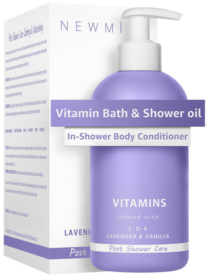 Vitamin Shower Oil Body Wash - Natural Post Shower Care for Dry Skin in Shower Cleansing &amp; Nourishing Moisturizing lotion Body &amp; Legs Non Greasy Lavender Vanilla Spa Self Care Spa Gift