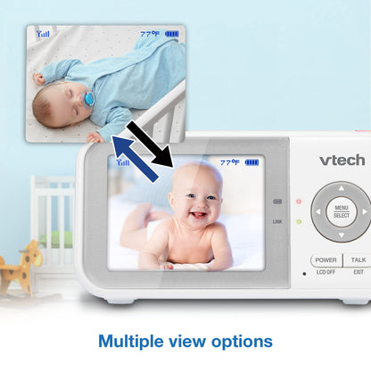 VTech VM819 Baby Monitor, 2.8” Screen, Night Vision, 2-Way Audio, Temperature Sensor and Lullabies, Secure Transmission No WiFi