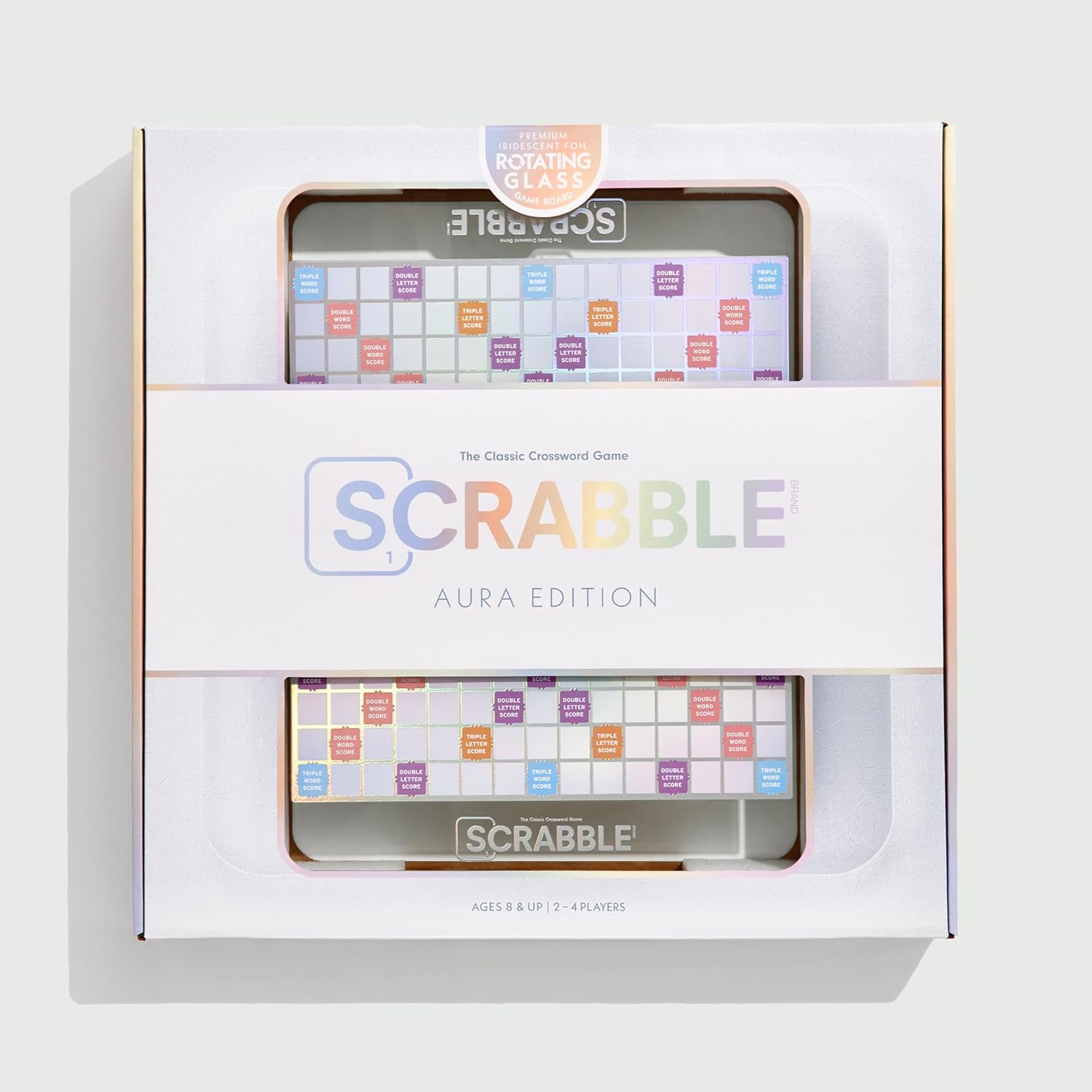 WS Game Company Scrabble Aura Edition with Rotating Tempered Glass Game Board