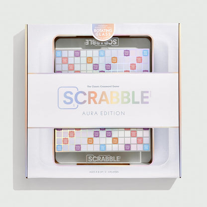 WS Game Company Scrabble Aura Edition with Rotating Tempered Glass Game Board