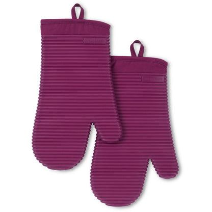 KitchenAid Ribbed Soft Silicone Oven Mitt Set, 7&quot;x13&quot;, Milkshake 2 Count