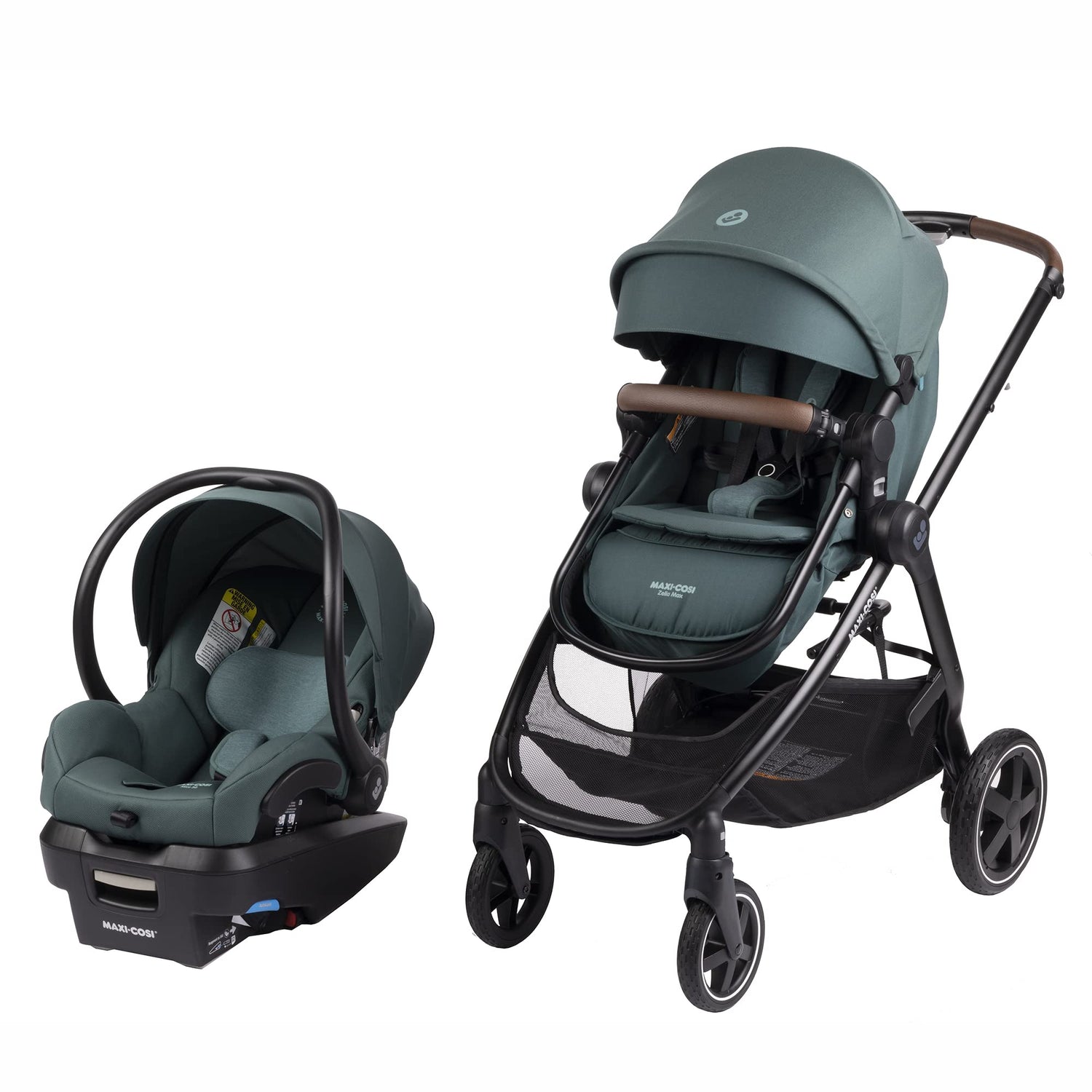 Maxi-Cosi Zelia Max 5-in-1 Modular Travel System, Carraige mode, Reversible toddler seat, Use from birth, Mico infant car seat (included), Polished Pebble