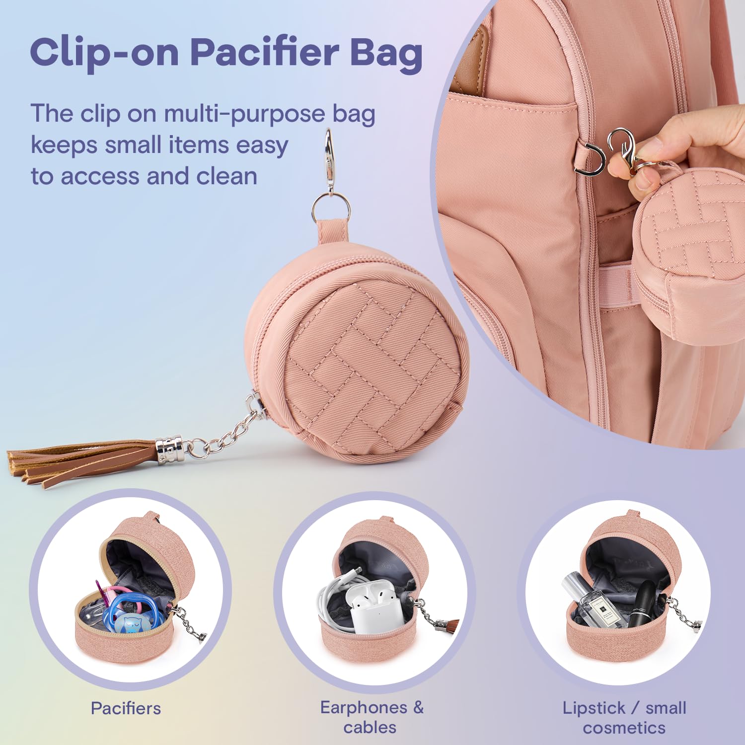 RUVALINO Diaper Bag Backpack, Multifunction Travel Pack Maternity Baby Changing Bags, Large Capacity, Waterproof, Beige