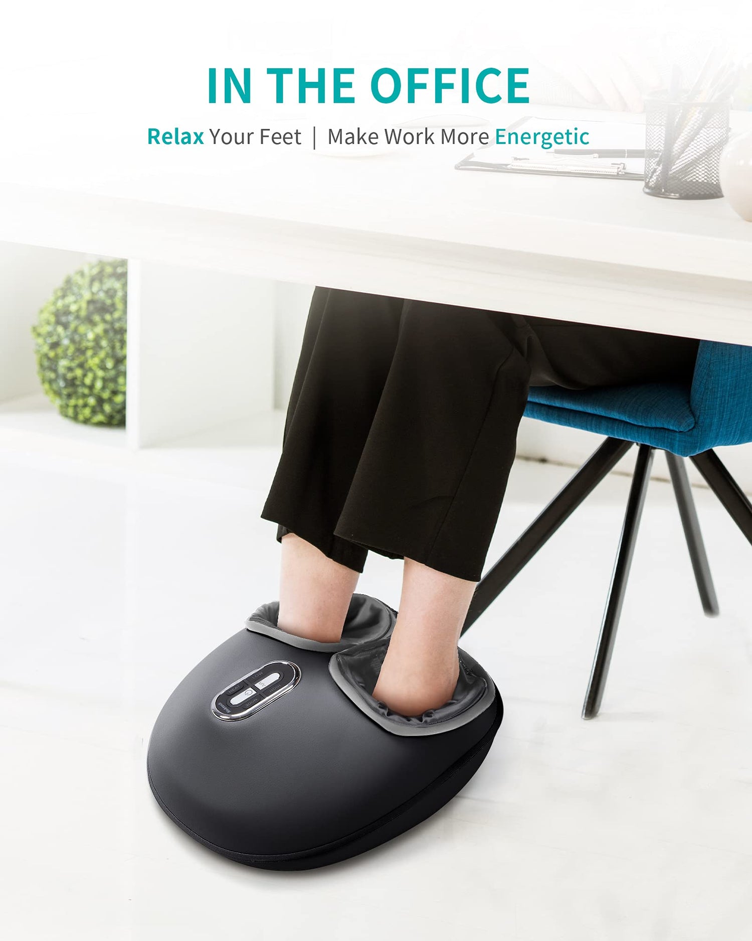Nekteck Shiatsu Foot Massager Machine with Soothing Heat, Deep Kneading Therapy, Air Compression, Improve Blood Circulation and Foot Wellness,Relax for Home or Office Use(Beige)