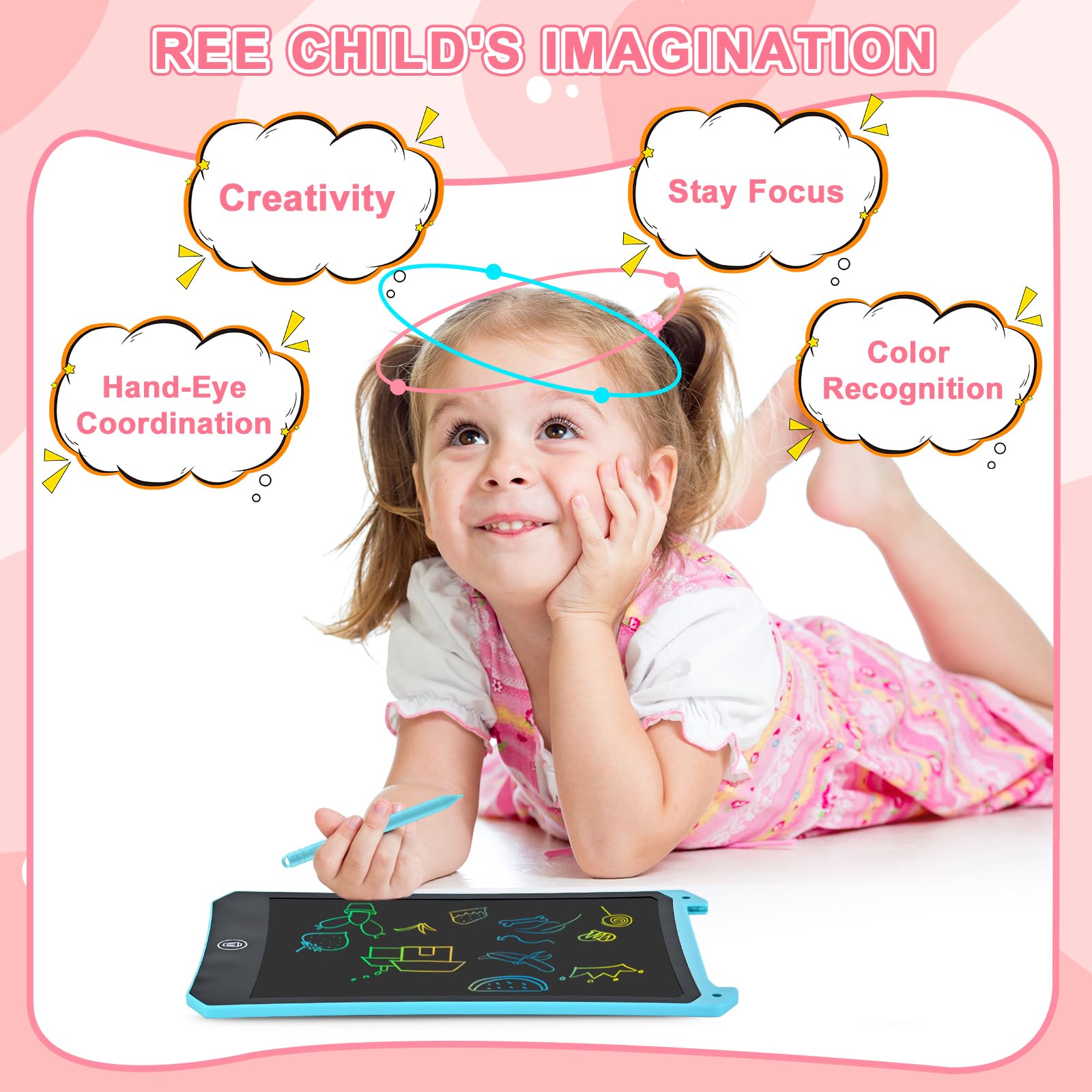 cimetech 2 Pack LCD Writing Tablet for Kids Toys, Colorful Drawing Tablet Doodle Board Writing Pad for Toddler Gifts, Kids Travel Essentials, Christmas Stocking Stuffers for 3-12 Years Boys Girls