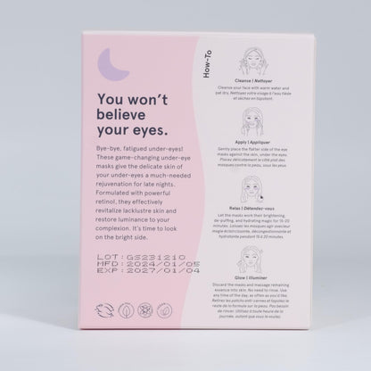 grace &amp; stella Under Eye Masks for Dark Circles (Purple, 24 Pairs) - Gel Eye Mask with Retinol - Restoring Under Eye Patches for Puffy Eyes and Dark Circles - Vegan Cruelty-Free