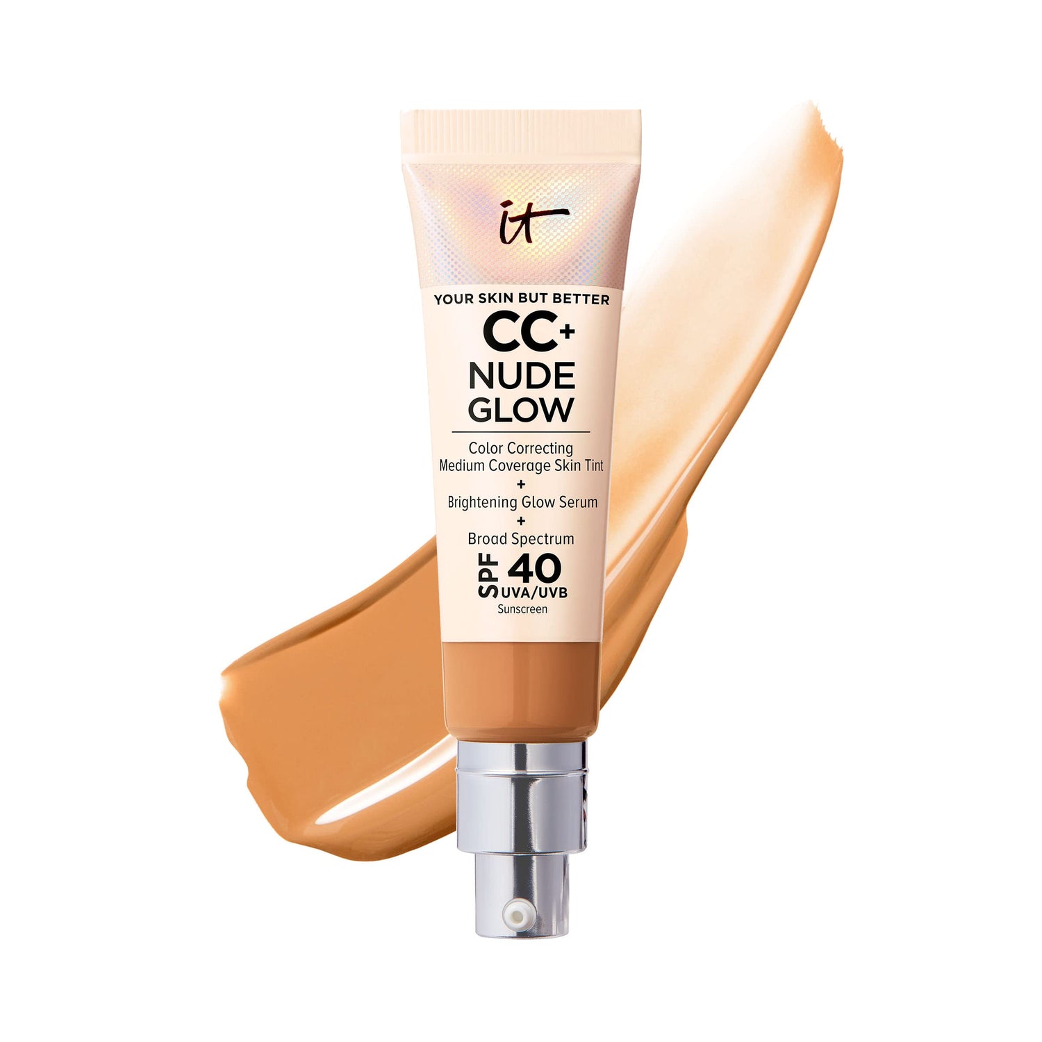 IT Cosmetics CC+ Nude Glow Lightweight Foundation + Glow Serum with SPF 40 - With Niacinamide, Hyaluronic Acid &amp; Green Tea Extract - 1.08 fl oz