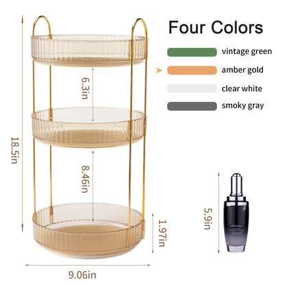 YCIA&amp;DONE 360 Rotating Makeup Organizer and Storage for Vanity Bathroom Countertop, High Capacity Cosmetic Skincare Perfume Organizer for Dresser Lazy Susan Organizers(Clear White,2 Tiers)