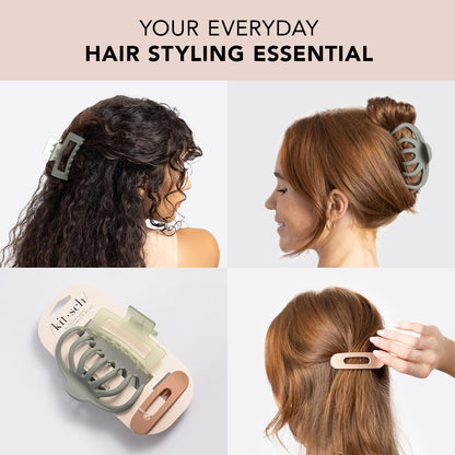 Kitsch Large Assorted Hair Clips for Women - Medium Open Shape Hair Claw Clips for Thick Hair | Small Open Shape Hair Clip &amp; Big Claw Clip for Teen Girls | Hair Styling Accessories, 3 pcs