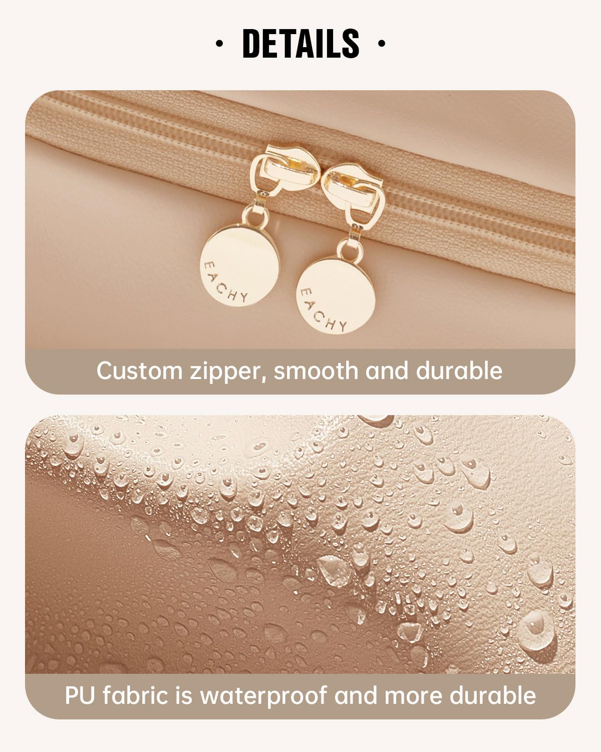 EACHY Travel Makeup Bag,Large Capacity Cosmetic Bags for Women,Waterproof Portable Pouch Open Flat Toiletry Bag Make up Organizer with Divider and Handle