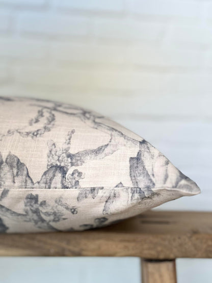 Pillow Cover 100% Linen 20 x 20 inches Double Sided Block Print with Zipper for Easy Removal Home Decor Shabby Chic Farmhouse Neutral Decorative Sofa Couch Accent (Plaid White Grey)