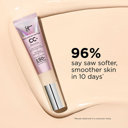 IT Cosmetics Your Skin But Better CC+ Cream Illumination - Color Correcting Cream, Full-Coverage Foundation, Hydrating Serum &amp; SPF 50+ Sunscreen Radiant Finish 1.08 fl oz