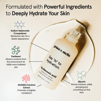 grace &amp; stella Award Winning Hyaluronic Acid Serum (50ml/1.7 fl oz) Hyaluronic Acid Serum for Face