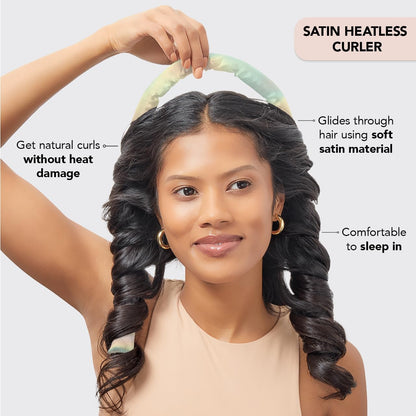 Kitsch Satin Heatless Curling Set for No-Heat Soft Curls | Overnight Hair Curlers &amp; Curling Rod Headband, Frizz-Free Styling | Gentle Rollers for All Hair Types - 1 Pack (Charcoal)