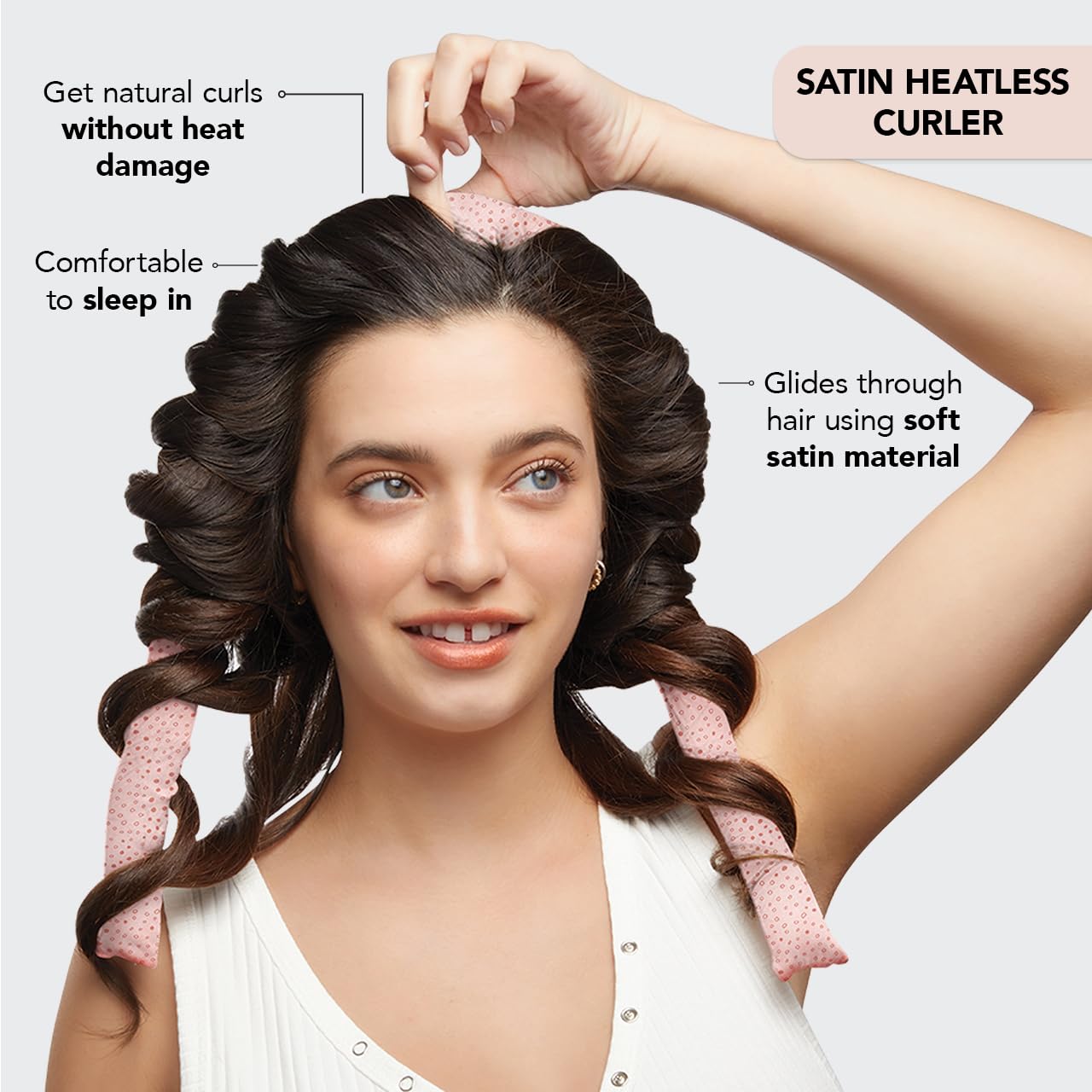 Kitsch Satin Heatless Curling Set for No-Heat Soft Curls | Overnight Hair Curlers &amp; Curling Rod Headband, Frizz-Free Styling | Gentle Rollers for All Hair Types - 1 Pack (Charcoal)