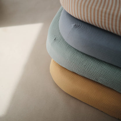 mushie Extra Soft Muslin Fitted Crib Sheet | 192 Thread Count | 28&quot;x 52&quot; (Fog)