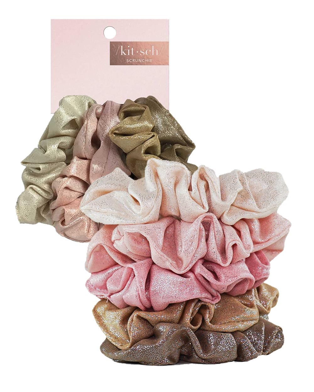 Kitsch 5 Count Velvet Hair Scrunchies for Women - Hair Ties for Thick Hair, Girls, Women, Cute Scrunchies, Soft Hair Accessories, Blush/Mauve