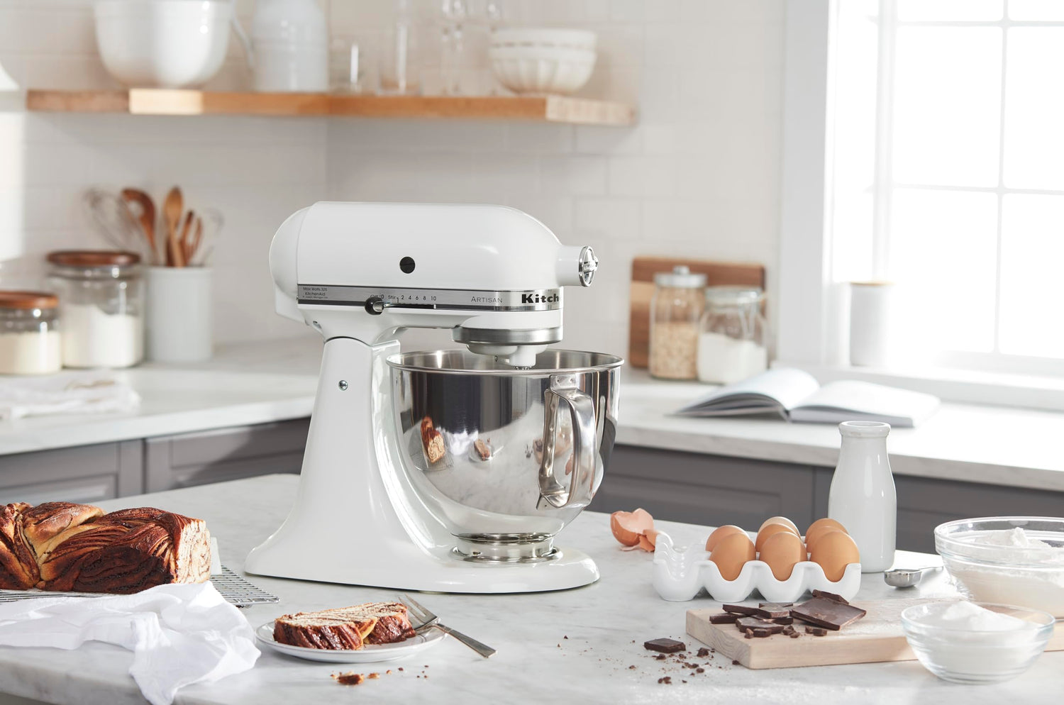 KitchenAid Artisan Series 5-Quart Tilt-Head Stand Mixer, Almond Cream, KSM150PSAC