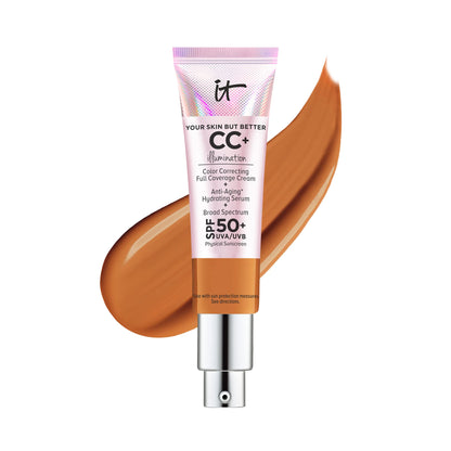 IT Cosmetics Your Skin But Better CC+ Cream Illumination - Color Correcting Cream, Full-Coverage Foundation, Hydrating Serum &amp; SPF 50+ Sunscreen Radiant Finish 1.08 fl oz
