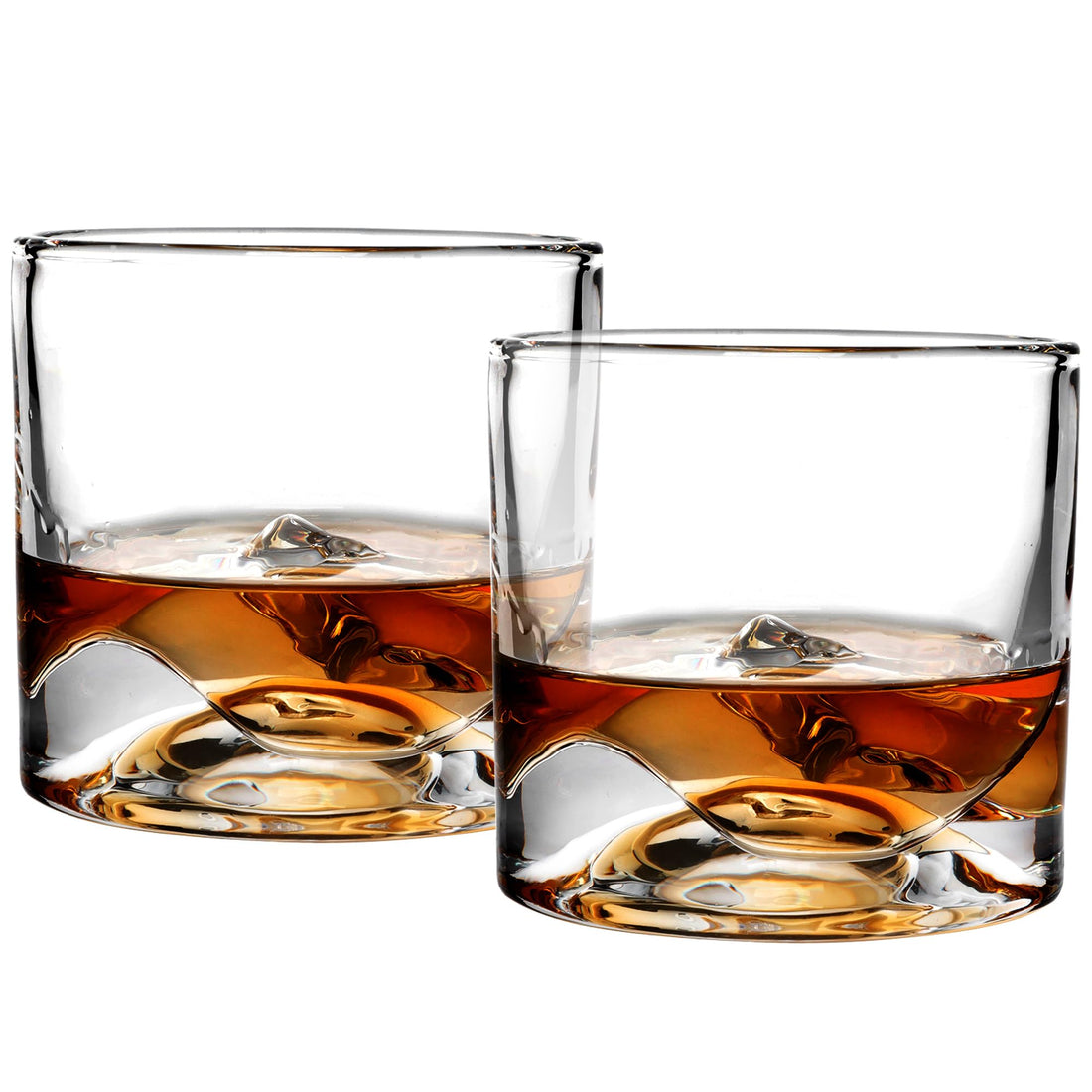 LIITON Heavy Crystal Whiskey Glasses Gift Set, Thick Freezable Bourbon Glass 1lb Each, Premium Whiskey Gifts for Men, Frozen Crystal Chills Cocktails Featuring Grand Canyon Glasses Set of 2, 10 oz