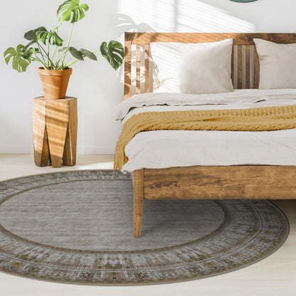 RUGGABLE Zinnia Runner Rug - Perfect Boho Washable Rug for Entryway Hallway Kitchen - Pet &amp; Child Friendly - Stain &amp; Water Resistant - Grey 2.5&