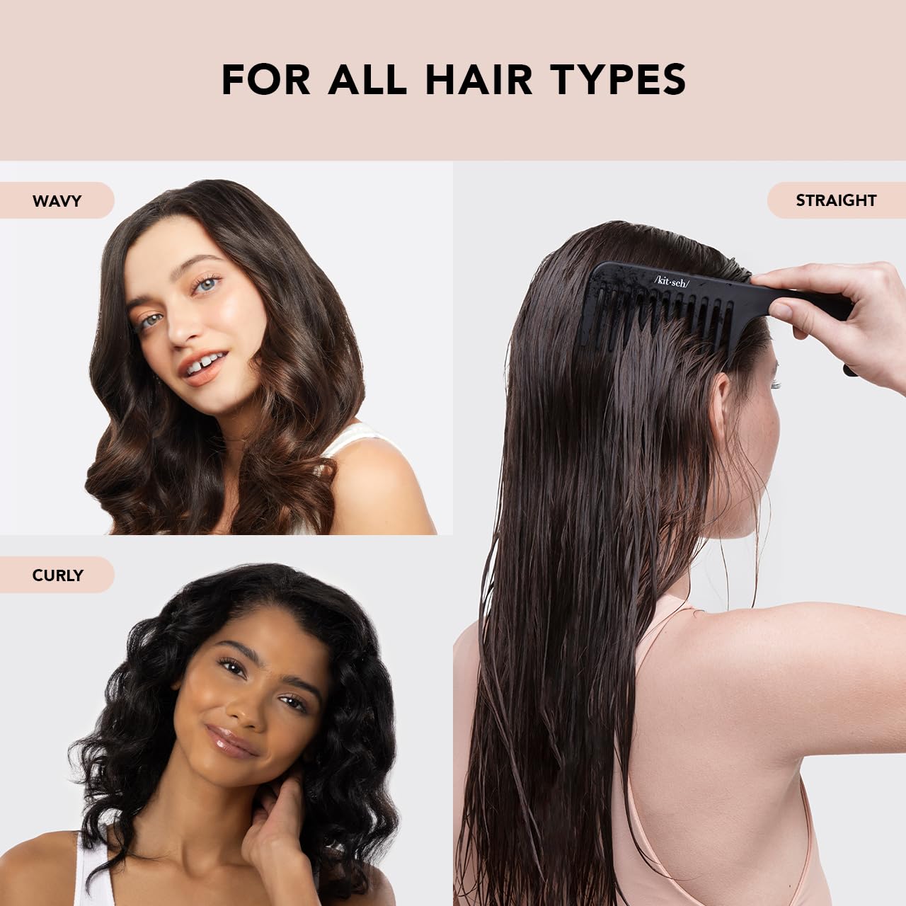 Kitsch Wet Dry Brush Detangling Brush - Soft Bristle Hair Brushes for Women | Straight &amp; Curly Hair Brush | Hairbrush for All Hair Types | Hair Detangler Brush | Travel Hair Brush &amp; Detangling Comb
