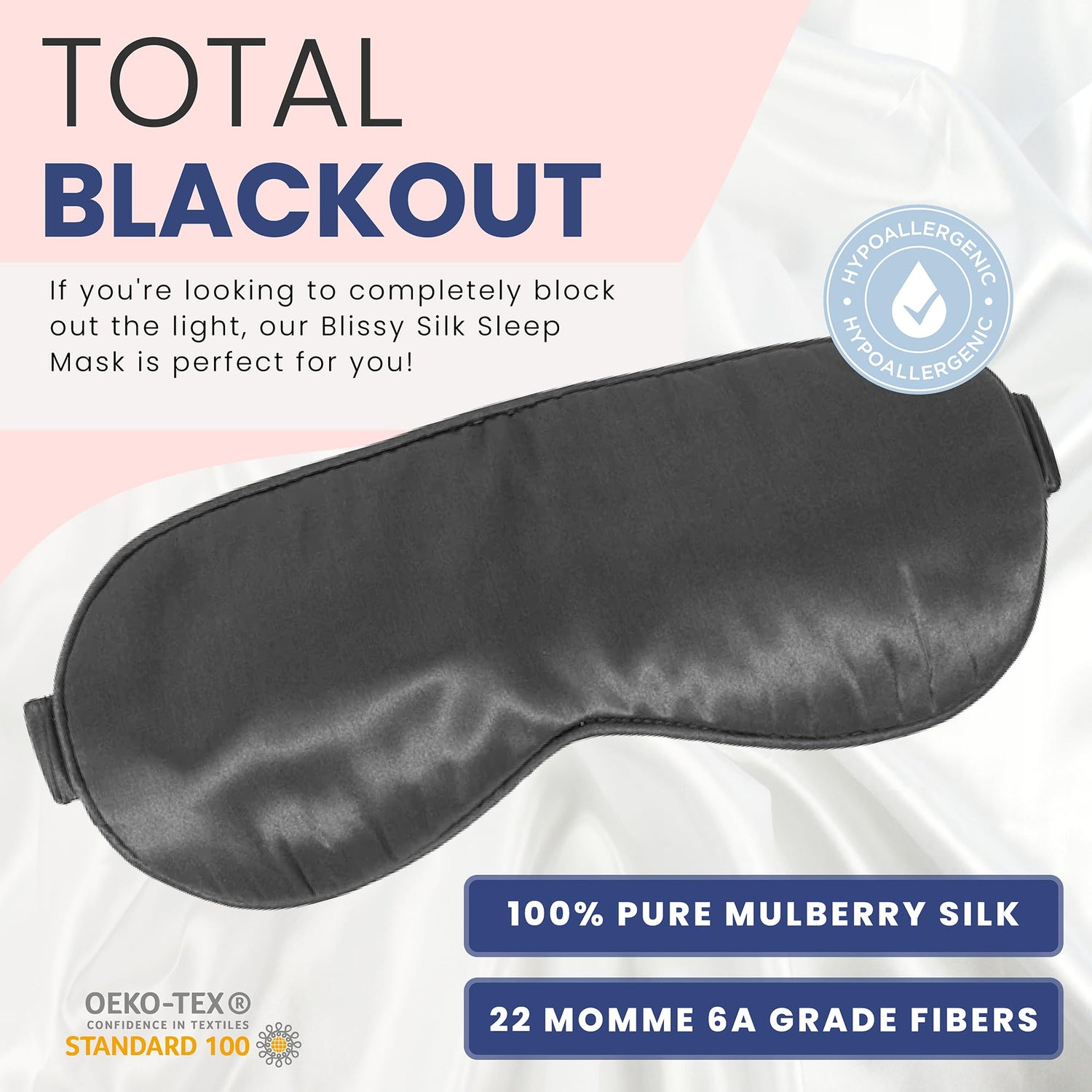 Blissy Silk Sleep Mask - Silk Eye Sleeping Mask for Women &amp; Men for Total Blackout - Silk Eye Mask - 100% Pure Mulberry Silk, 22 Momme 6a Fibers - Blindfold Silk Sleep Mask Side Sleeper Eye Cover