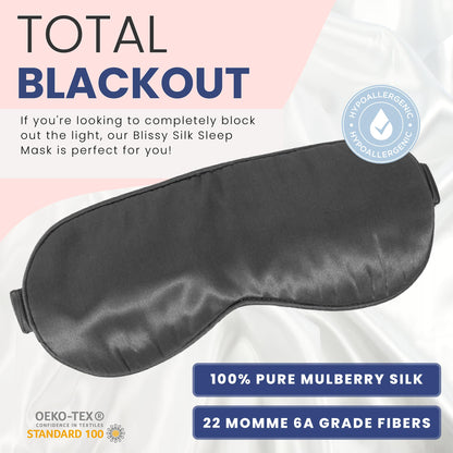 Blissy Silk Sleep Mask - Silk Eye Sleeping Mask for Women &amp; Men for Total Blackout - Silk Eye Mask - 100% Pure Mulberry Silk, 22 Momme 6a Fibers - Blindfold Silk Sleep Mask Side Sleeper Eye Cover