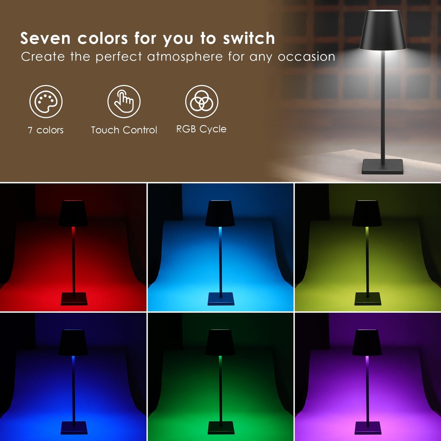 2-Pack LED Cordless Table Lamp, Rechargeable Battery Desk lamp 3W 5500mAh Battery Operated Stepless Dimming Modern Portable Table Light for Restaurant/Bedroom/Outdoor IP54 Waterproof (Off White)