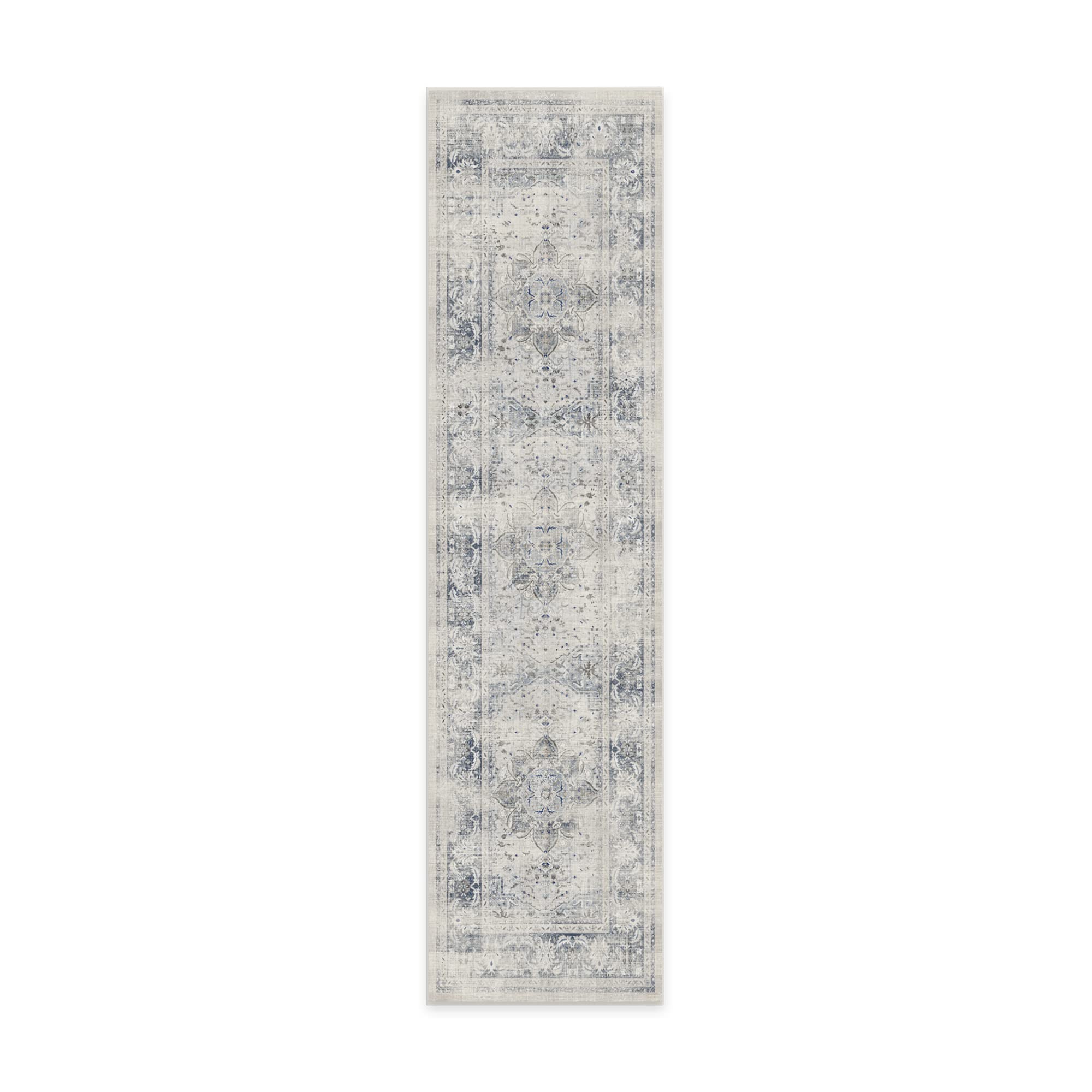RUGGABLE – Sarrah Blue Quartz – Machine Washable Runner Rug – Pet &amp; Child Friendly – Stain &amp; Water Resistant – Non-Slip – 2.5&