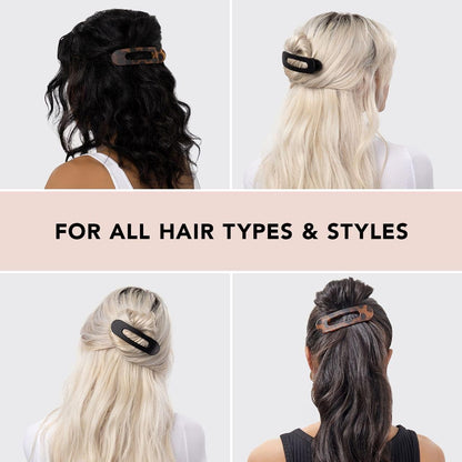Kitsch Flat Hair Clips - Stylish Lay Down Claw Clips for Women with Thick Hair | Big Alligator Hair Clips for a Sleek Look | Large Hair Clips, 2pc (Black &amp; Tortoise)