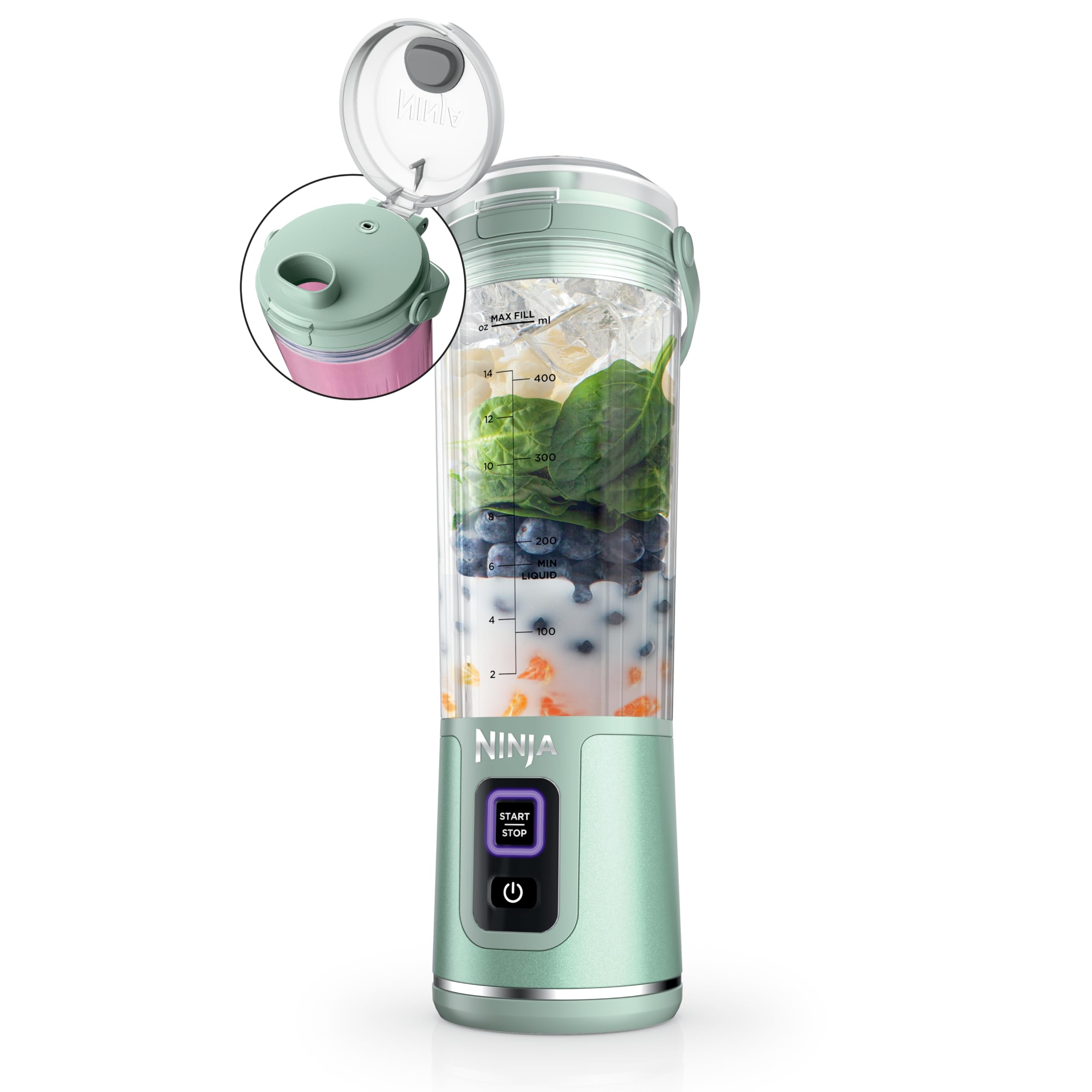 Ninja Blast Portable Blender, Cordless, 18oz. Vessel, Personal Blender For-Shakes and Smoothies, BPA Free, Leakproof-Lid and Sip Spout, USB-C Rechargeable, Dishwasher Safe Parts, Tinted Pink, BC151PK