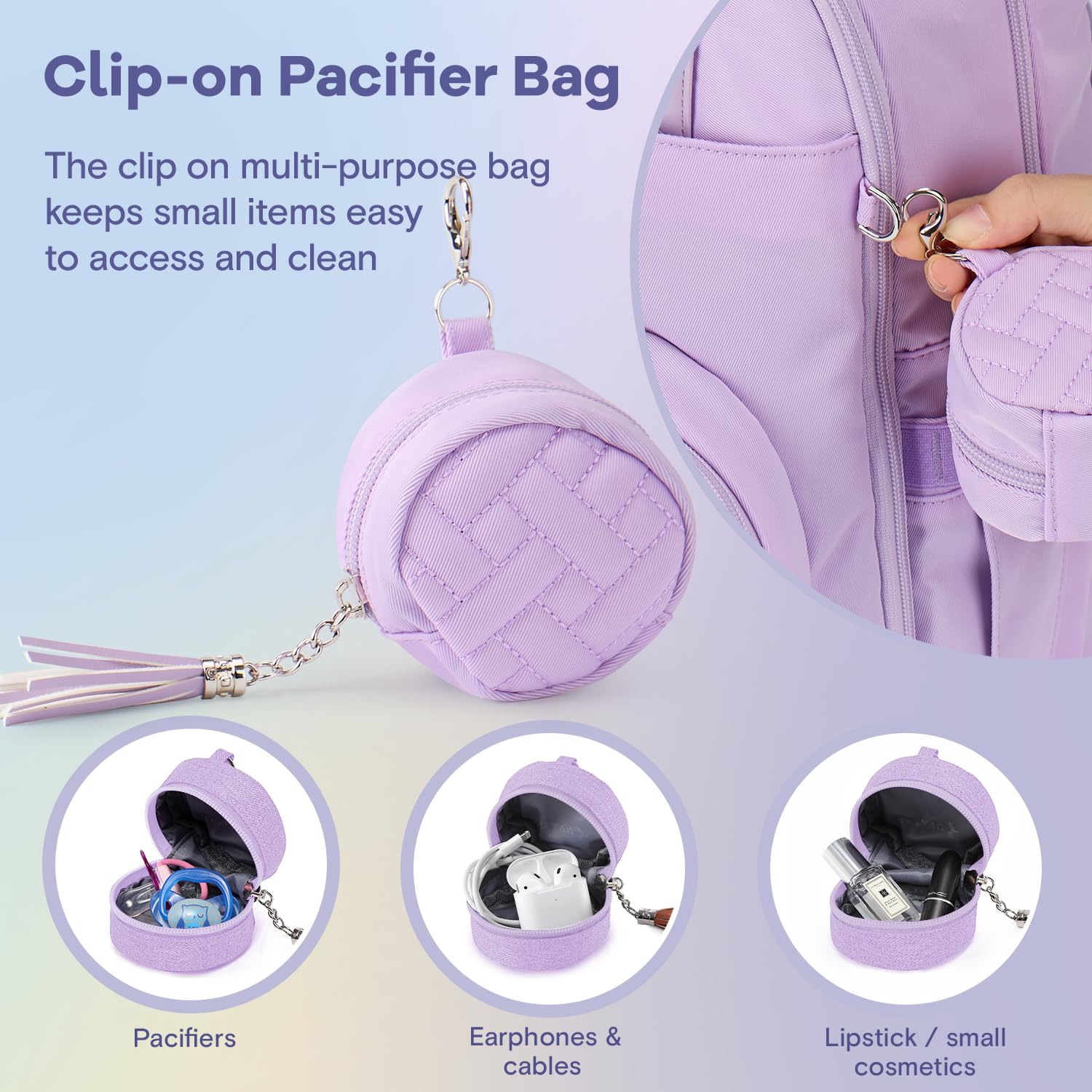 RUVALINO Diaper Bag Backpack, Multifunction Travel Pack Maternity Baby Changing Bags, Large Capacity, Waterproof, Beige