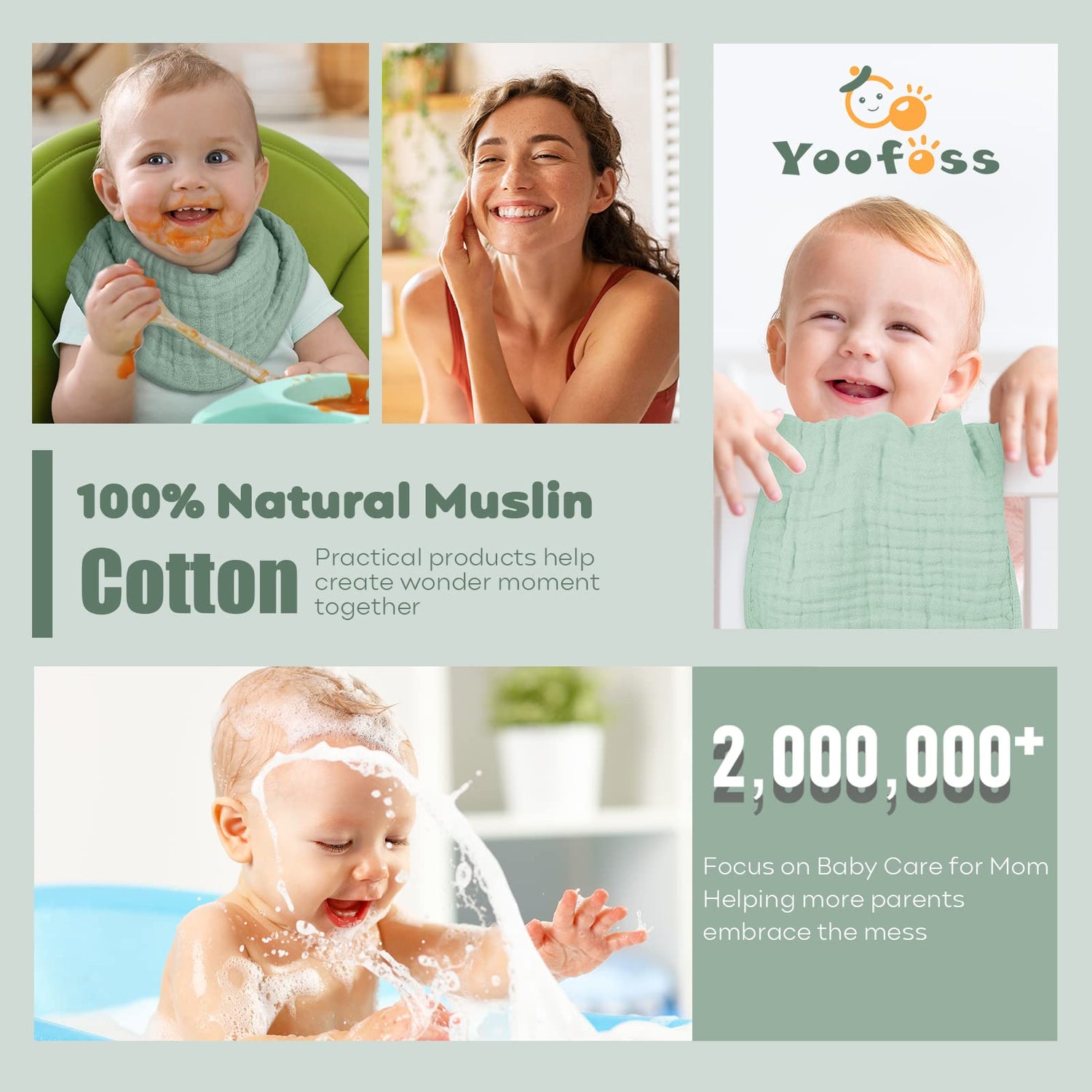 Yoofoss Muslin Burp Cloths for Baby 10 Pack 100% Cotton Baby Washcloths for Boys Girls Large 20&