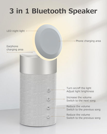 COLSUR Bluetooth Speaker, Magnetic Wireless Charger, Bluetooth Speakers with Night Light, 2 in 1 Wireless Charging Station for iPhone 16/15/14/13/12 Series, AirPods Pro/3/2（Gift Ideal）