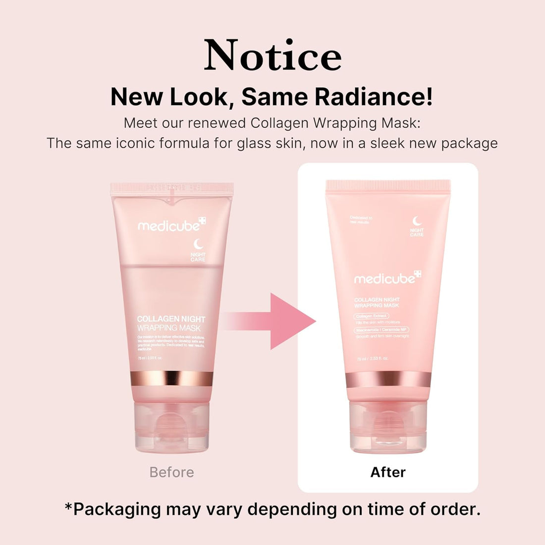 Medicube Collagen Overnight Wrapping Peel Off Facial Mask Pack - Elasticity &amp; Hydration Care, Reduces Sagging &amp; Dullness - Hydrolyzed Collagen For Glowing Skin - Korean Skin Care, 2.53 fl.oz