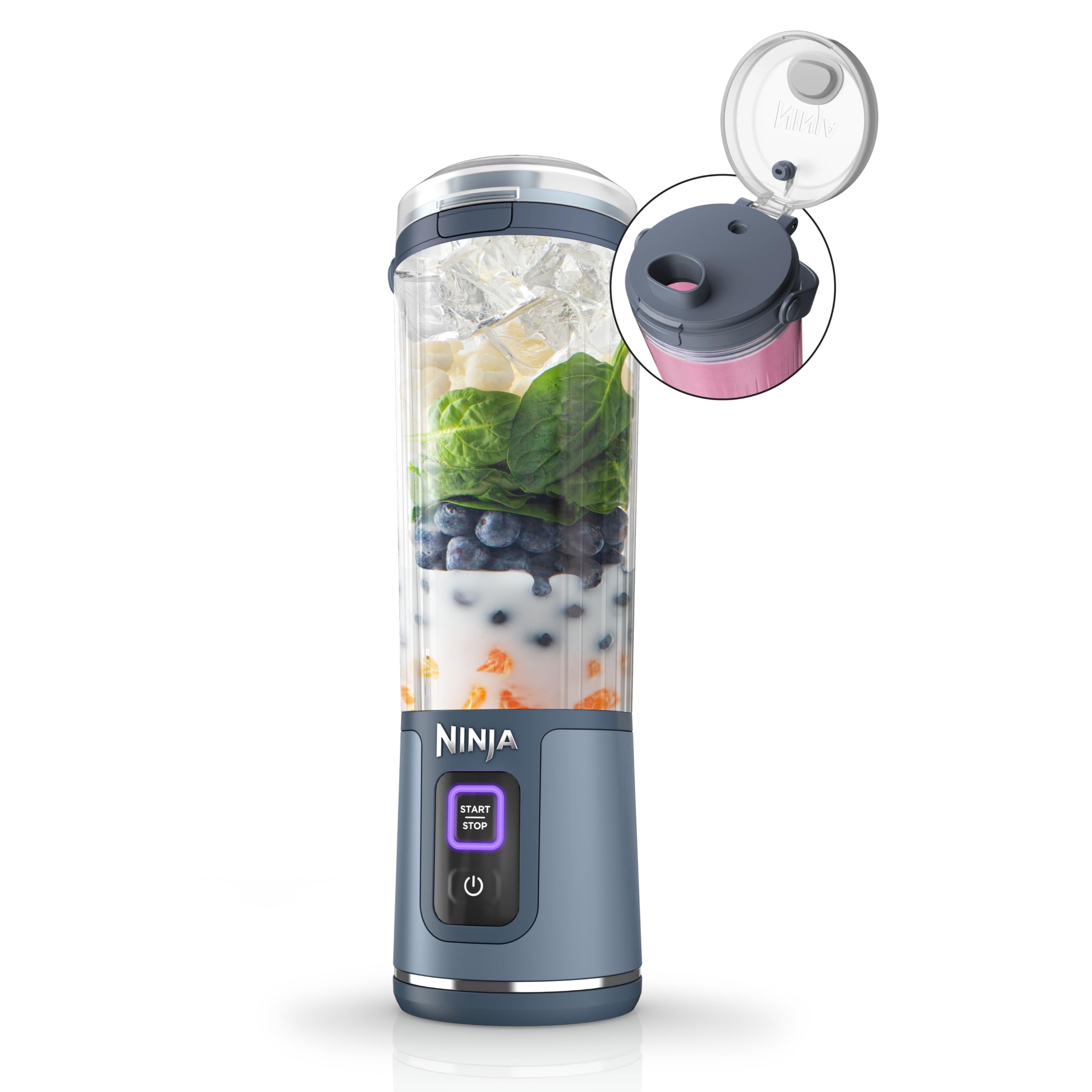 Ninja Blast Portable Blender, Cordless, 18oz. Vessel, Personal Blender For-Shakes and Smoothies, BPA Free, Leakproof-Lid and Sip Spout, USB-C Rechargeable, Dishwasher Safe Parts, Tinted Pink, BC151PK
