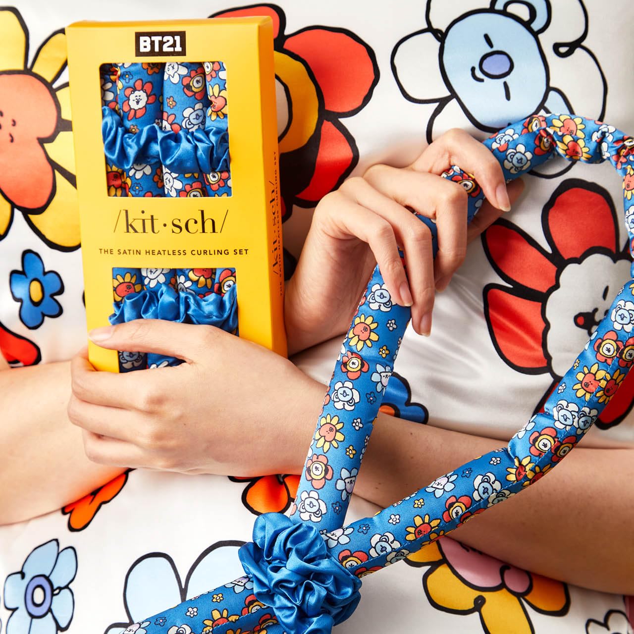 Kitsch Satin Heatless Curling Set for No-Heat Soft Curls | Overnight Hair Curlers &amp; Curling Rod Headband, Frizz-Free Styling | Gentle Rollers for All Hair Types - 1 Pack (Charcoal)
