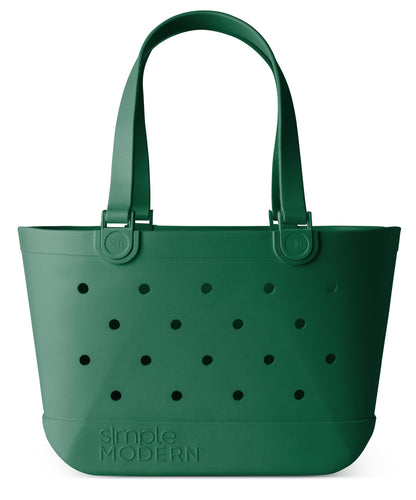 Simple Modern Beach Bag Rubber Tote | Waterproof Medium Tote Bag with Zipper Pocket for Pool, Groceries, Sports | Gifts For Women | Getaway Bag Collection | Almond Birch