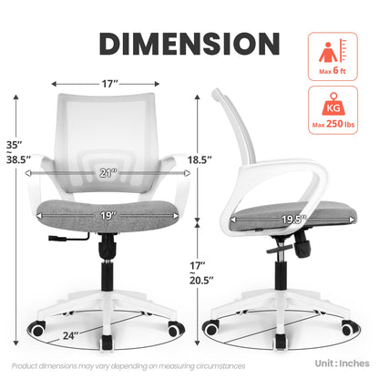 NEO CHAIR Office Chair Computer Desk Chair Gaming Ergonomic Mid Back Cushion Lumbar Support with Comfy Mesh Adjustable Swivel Rolling Home (Beige)
