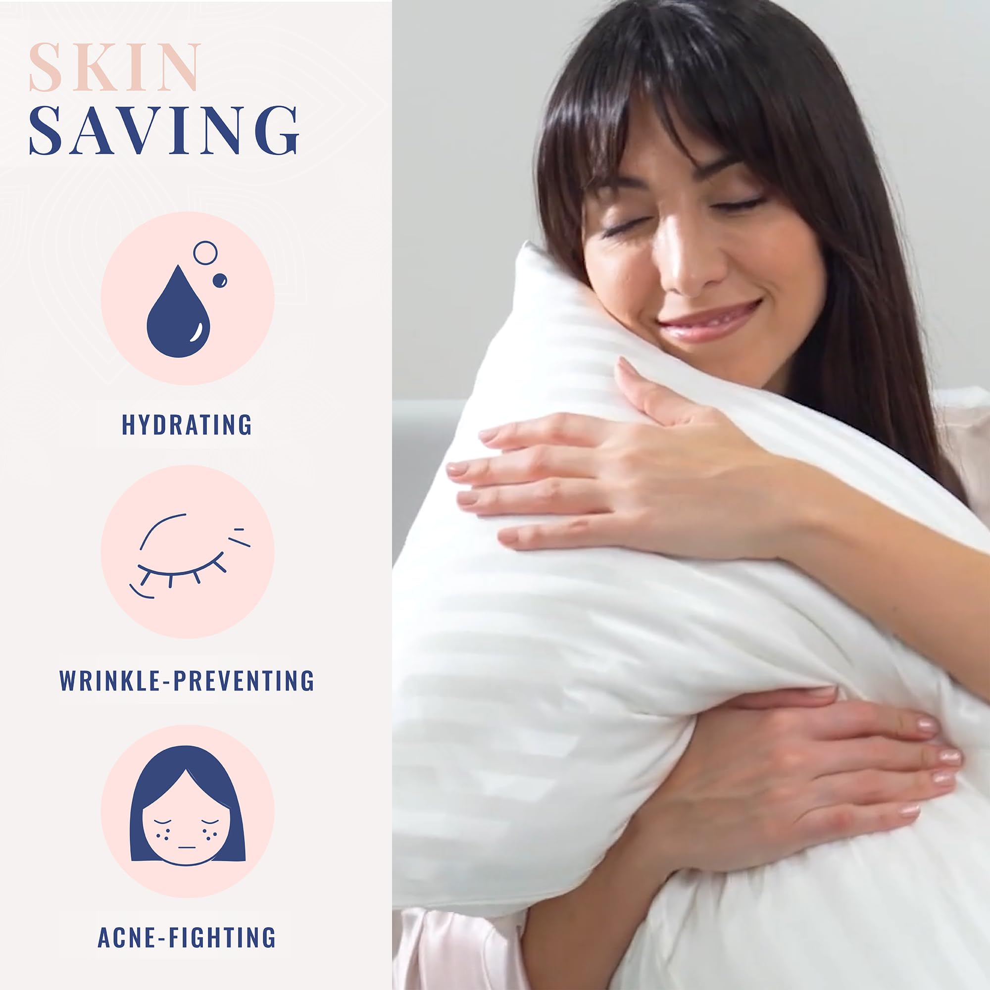 Blissy Silk Pillowcase - 100% Pure Mulberry Silk - 22 Momme 6A High-Grade Fibers - Silk Pillow Cover for Hair &amp; Skin - Regular, Queen &amp; King with Hidden Zipper (Standard,Blissy White)