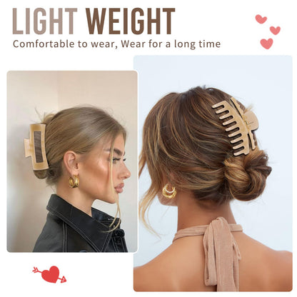 LuSeren Hair Clips for Women 4.3 Inch Large Hair Claw Clips for Women Thin Thick Curly Hair, Big Matte Banana Clips,Strong Hold jaw clips,Neutral Colors