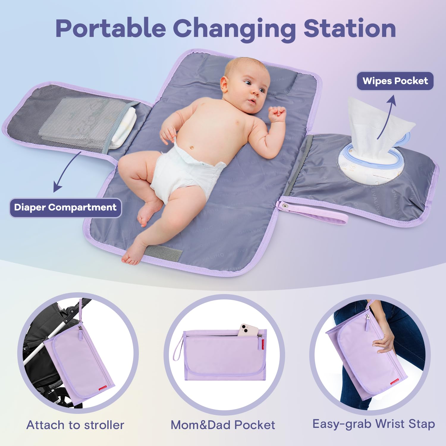 RUVALINO Diaper Bag Backpack, Multifunction Travel Pack Maternity Baby Changing Bags, Large Capacity, Waterproof, Beige