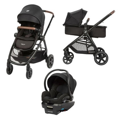 Maxi-Cosi Zelia Max 5-in-1 Modular Travel System, Carraige mode, Reversible toddler seat, Use from birth, Mico infant car seat (included), Polished Pebble