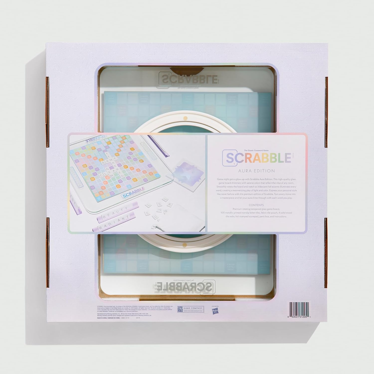 WS Game Company Scrabble Aura Edition with Rotating Tempered Glass Game Board