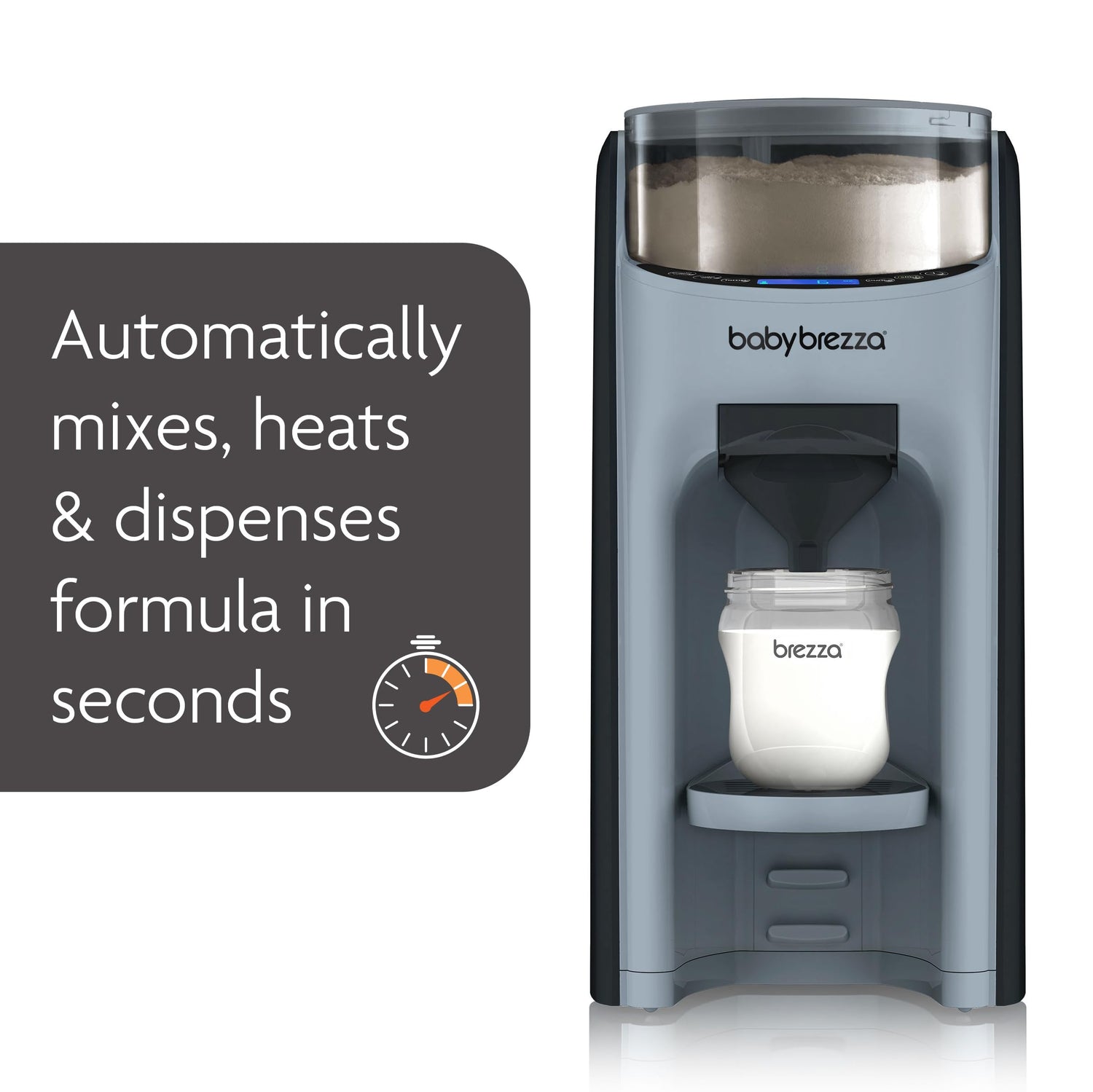 Baby Brezza New and Improved Formula Pro Advanced Formula Dispenser Machine - Automatically Mix a Warm Formula Bottle Instantly - Easily Make Bottle with Automatic Powder Blending, Charcoal