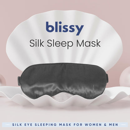 Blissy Silk Sleep Mask - Silk Eye Sleeping Mask for Women &amp; Men for Total Blackout - Silk Eye Mask - 100% Pure Mulberry Silk, 22 Momme 6a Fibers - Blindfold Silk Sleep Mask Side Sleeper Eye Cover