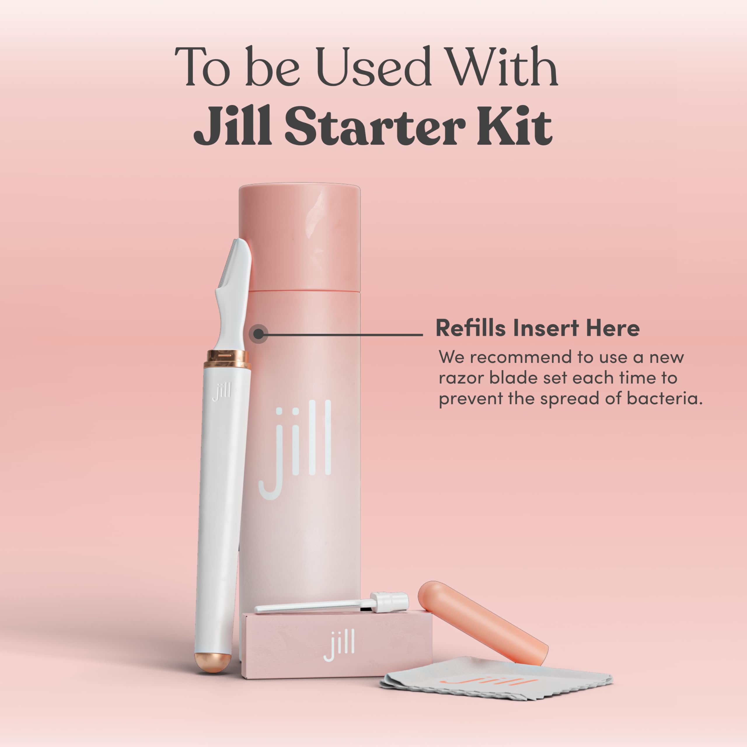 Jill Dermaplane Razor Refills | 4 Shave Sets, 8 Dermaplane Refill Blades | Sensitive Skin Razor Blades to Exfoliate &amp; Smooth Skin