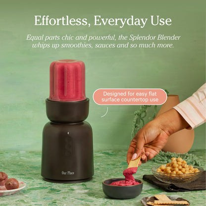 Our Place Splendor Blender - 1000W High-Power | Ultra-Sharp Blades | 2 Blending Modes | Includes 25 oz Personal Cup and Drinking Lid Set | Smoothies, Shakes &amp; More | Blue Salt